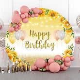 Runden Golden Sonnenblume Ballon Glücklich Geburtstag Hintergrund